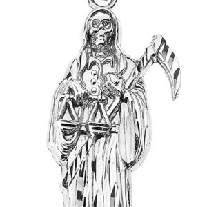 .925 Sterling Silver Nuestra Señora de la Santa Muerte Our Lady of the Holy Death Mexican Catholic Pendant Necklace - Choice of Necklace Length