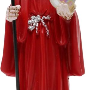 Mini Santa Muerte Base De Monedas Con Bola De Cristal Manto Rojo 5" Coin Base Holy Death Grim Reaper Skull Skeleton Red Robe