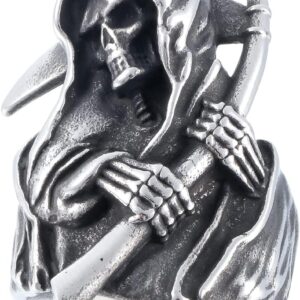 Death Skull Ring for Men Stainless Steel Jewelry Biker Rings Scary Death Ring Skull for Gifts