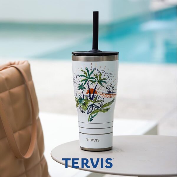 Tervis Traveler Colorful Sugar Skulls Triple Walled Insulated Tumbler Travel Cup Keeps Drinks Cold & Hot, 30oz with Straw Lid, Stainless Steel - Image 8
