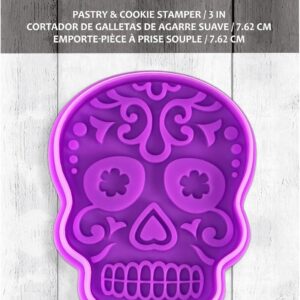 R&M International Day of the Dead Sugar Skull, 3" Cookie Cut and Stamp, Purple