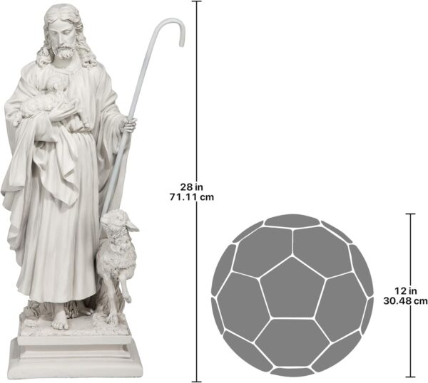 Design Toscano EU1785 Jesus The Good Shepherd Religious Garden Statue, 12 Inches Wide, 8 Inches Deep, 28 Inches High, Antique Stone Finish - Image 7