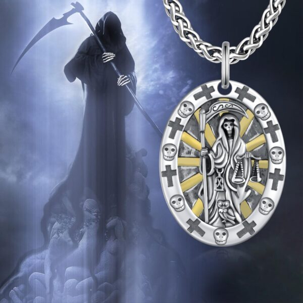 Santa Muerte Necklace for Men 925 Sterling Silver La Santa Muerte Pendant Medal Religious Protect Jewelry for Men Women - Image 4