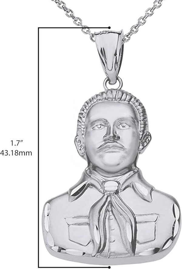 .925 Sterling Silver Jesus Malverde Portrait Pendant - Choose Pendant Only or Necklace with 16”-22” Chain - Image 4