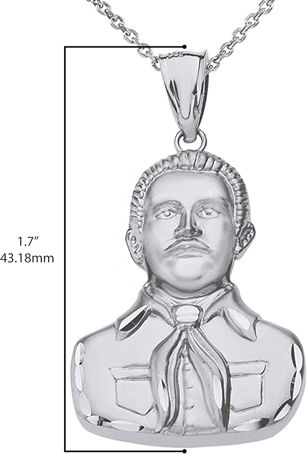 .925 Sterling Silver Jesus Malverde Portrait Pendant - Choose Pendant Only or Necklace with 16”-22” Chain - Image 4