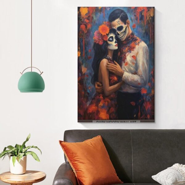 Iisrar Dia De Los Muertos Art Print, Skeleton Couple Poster, Mexican Folk Art Painting, Printable Wall Art Canvas Wall Art Print Poster For Home School Office Decor Unframe 20x30inch(50x75cm) - Image 4