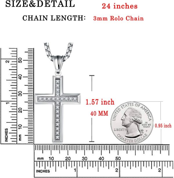 YL Men's Cross Necklace 316L Stainless Steel Jesus Ankh Pendant Rolo Chain Jewelry - Image 6