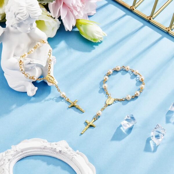 Hicarer 12 Pieces Baptism Rosary Mini Rosary Baptism Favors Centerpieces for Party on Table Christening Favors Communion Favors Weddings Party Favors(Gold) - Image 7