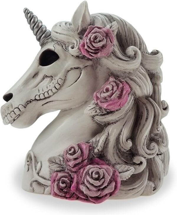 Gothic Unicorn Skull Piggy Bank- Sugar Skull Home Decor Unicorn Skeleton Statue Adult Gift Halloween Day of The Dead - Image 7