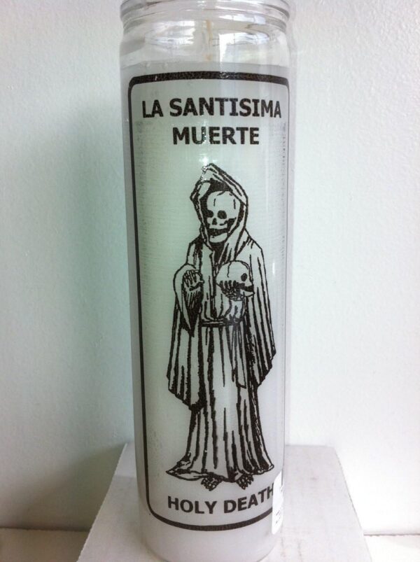 Holy Death (Santa Muerte) 7 Day White Unscented Candle In Glass, 1 Count