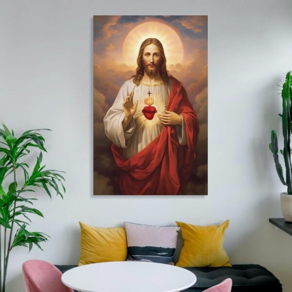 FireDeer Christian Canvas Wall Art God Jesus Poster Catholic Christian Lord Painting Religious Bible Picture Church Decor Bedroom Decoration (16x24inch-Unframe,01-Sacred Heart) - Image 8