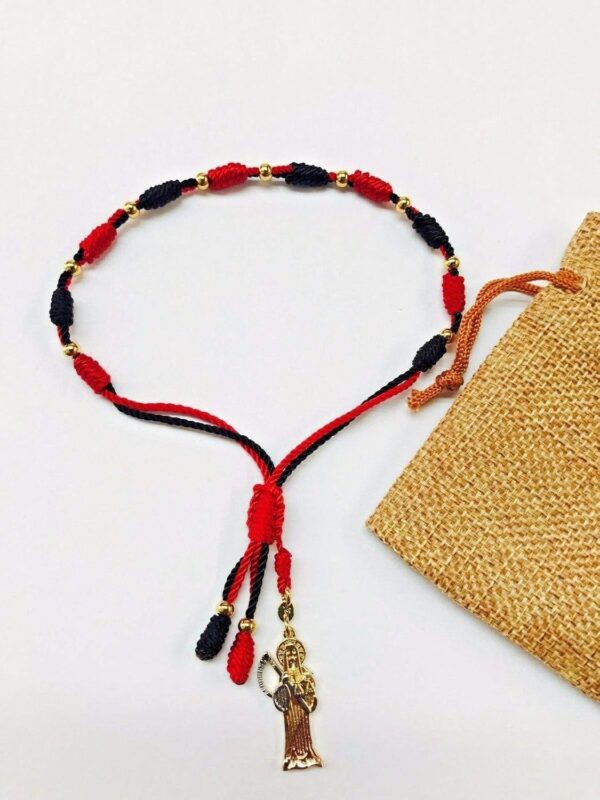 Santuario Jewelry Holy Death BK/RD Bracelet Santa Muerte pulsera oro laminado hecha a mano - Image 4