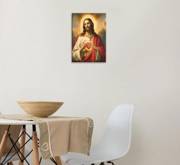 Sacred Heart of Jesus Canvas Wall Art Jesus Portrait Picture Jesus Divine Mercy Painting Jesus Christ Prints Christian Catholic Religious Wall Decor for Living Room Bedroom 12x16in Framed - Image 8