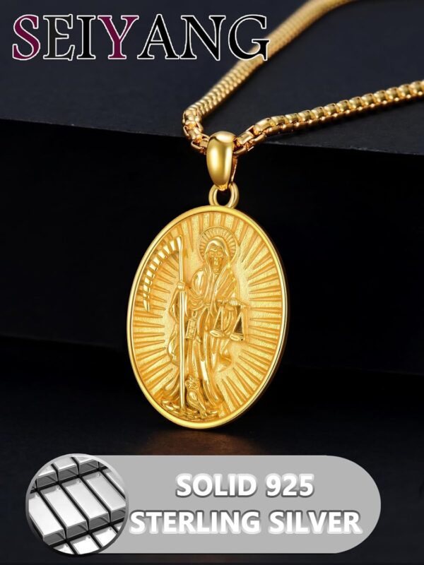 Seiyang Saint Necklace 925 Sterling Silver Patron Amulet Medal Jewelry for Men Women (with Gift Box) - Image 4