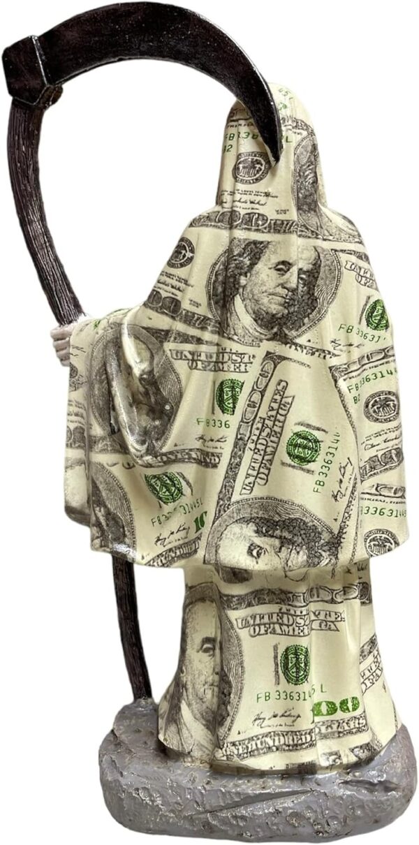 Money Santa Muerte Statue 9 inch, Grim Reaper Statue in Money Robe, Reaper Figurine of Holy Death - Image 2