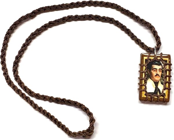 Gigi's Classy Kids Jesus Malverde Brown Wood Wooden Corded Scapular Necklace Escapulario Cafe Madera Collar - Image 2