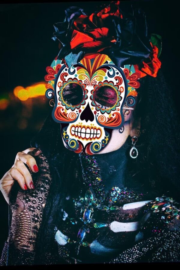6PCS Day of the Dead Paper Mask Dia de los Muertos Mask for Día de los Muertos Photo Props Party Costume Accessories - Image 4