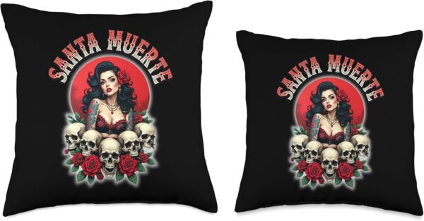 Santa Muerte Dark Aesthetic Goth Style Estilo Oscuro Gotico Throw Pillow - Image 3