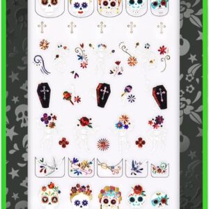 Dashing Diva Magic Pick Nail Stickers - Sugar Skulls | Easy Nail Art Stickets | Comes with 50+ Stickers and 2 Precision Placement Tools