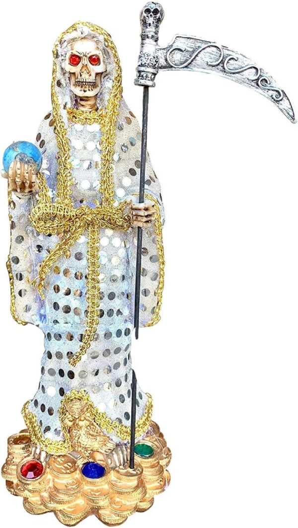 Santa Muerte 12" Inch Statue Resin Material White Cloth