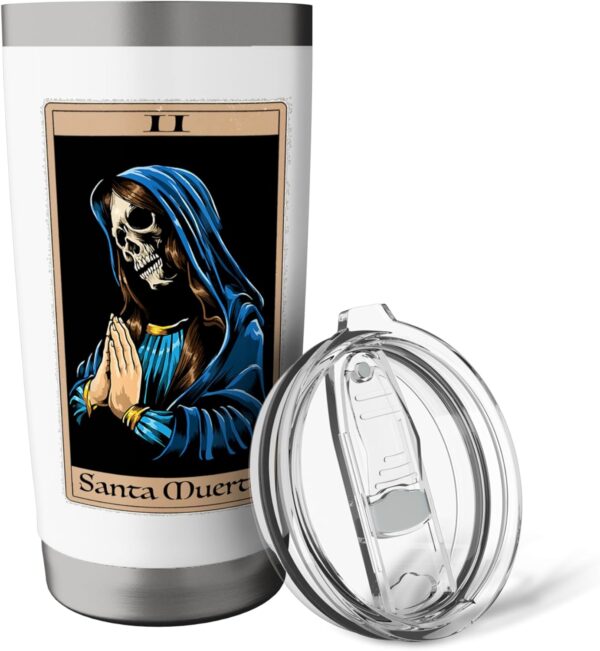 Praying La Calavera Catrina - Santa Muertes Tarot Art Print Stainless Steel Insulated Tumbler - Image 5