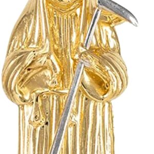 10K Gold Red Cubic Zirconia Three Tone Santa Muerte With Owl Pendant