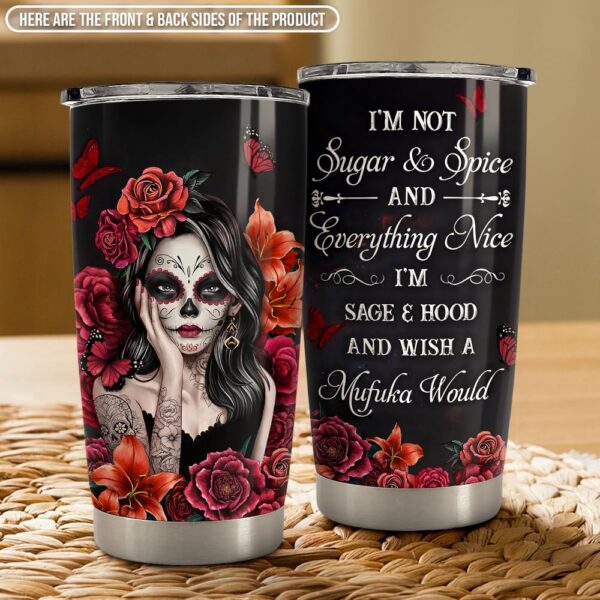 SANDJEST Sugar Skull Tumbler 20oz Stainless Steel Insulated Coffee Travel Mug Cup for Women Girls Gifts for Birthday Christmas - Image 3