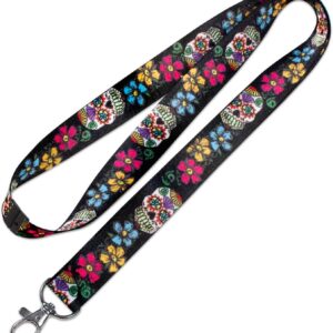 Lucky Line Lanyard with Swivel Snap, Sugar Skull Design (C210), 17 ¼” Long Without The Attachment, ¾” inch Wide