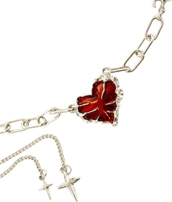 Y2K Ruby Heart Necklace Goth Punk Lock Bone Chain Necklace for Men Women,Christmas Valentine's Mother's Day or Birthday Jewelry for Mom Wife Girlfriend - Image 4