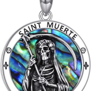 S925 Sterling Silver St. Dymphna/St Gerard/Santa Muerte/Saint Michael Necklace Saint Necklace Round Religious Jewelry For Women Men Christmas Gift