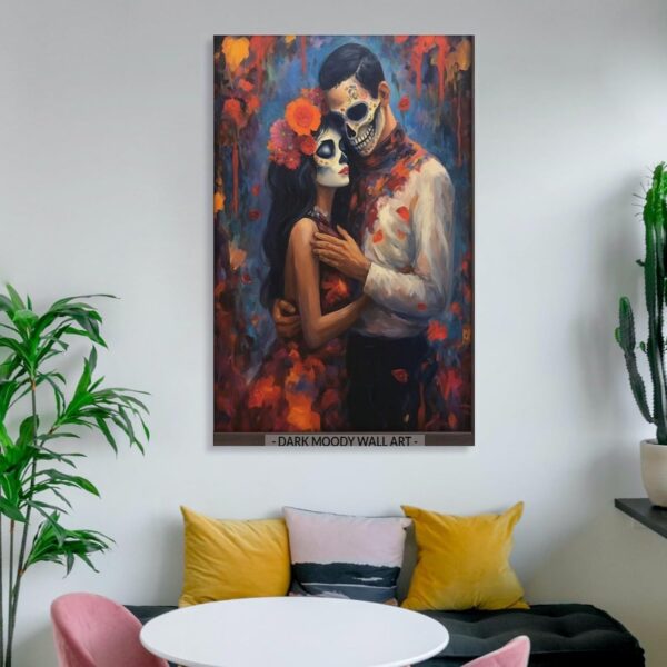 Iisrar Dia De Los Muertos Art Print, Skeleton Couple Poster, Mexican Folk Art Painting, Printable Wall Art Canvas Wall Art Print Poster For Home School Office Decor Unframe 20x30inch(50x75cm) - Image 6