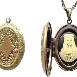 La Santisima Muerte Cameo Locket Charm - Protector of Women and Those in Need!