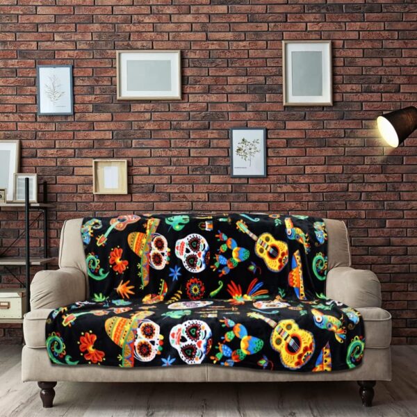 Sugar Skull Fiesta Super Soft Throw Blanket - 50x60 Throw Blanket Halloween Themed for Bedroom, Living Room, Spring Time, Holidays, Kids, Babies, Adults & Decor, Gifts - Image 5