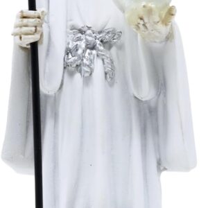 Cannan Mini Santa Muerte Base De Monedas Con Bola De Cristal 5" Manto Blanco Coin Base Holy Death Grim Reaper Skull Skeleton