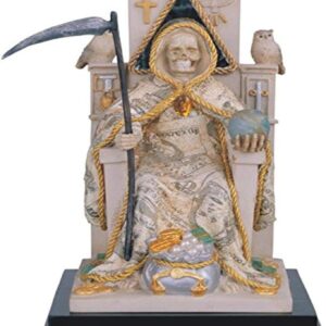 StealStreet SS-G-313.47, 10 Inch Santa Muerte with Money Robe Sitting on Throne Statue, 10"