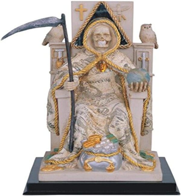 StealStreet SS-G-313.47, 10 Inch Santa Muerte with Money Robe Sitting on Throne Statue, 10"
