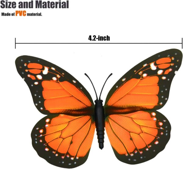 AQUEENLY Monarch Butterfly Decorations, 4.72'' Orange Premium Artificial Monarch Butterfly to Decorate for Craft, Home, Wall, Wedding, Party (12 Pcs) - Image 2