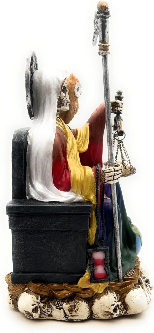 RUSTIX Santa Muerte Statue, La Santa Muerte Figurine, Saint of Holy Death, Sacred Symbol of Protection and Spirituality, Seated Religious Decor, Muerte de la Muerte Altar Piece (Multicolor) - Image 7