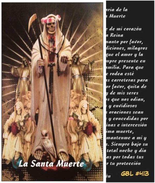 Oracion Diaria a La Santa Muerte La Calaca La Catrina Tarjeta de Bolsillo Laminada con Oracion - Image 2
