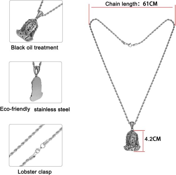 EDFORCE Stainless Steel Extra Large Hip-Hop Jesus Mens Pendant Necklace, 24" - Image 5