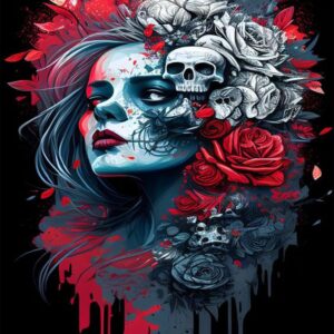 Skull Diamond Art- Sugar Skull Woman Diamond Art Kits for Adults, Skeleton Diamond Painting Kits for Home Wall Decor 12x16 Inch