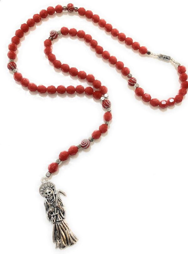 Chavarrieta Acrylic Santa Muerte necklace rosary style. - Image 5