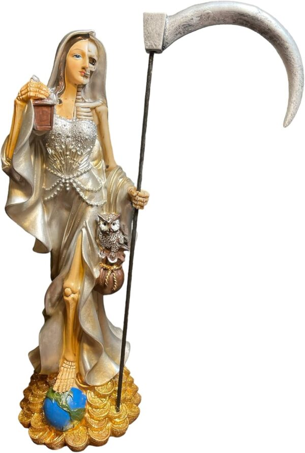 Santa Muerte Encarnada Silver Color 12" Statue - Image 3