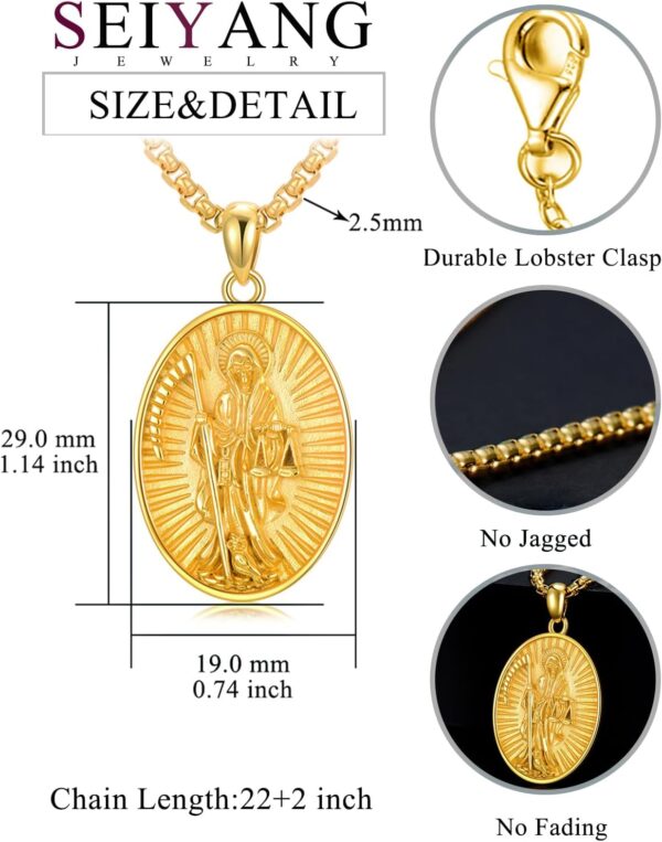 Seiyang Saint Necklace 925 Sterling Silver Patron Amulet Medal Jewelry for Men Women (with Gift Box) - Image 2