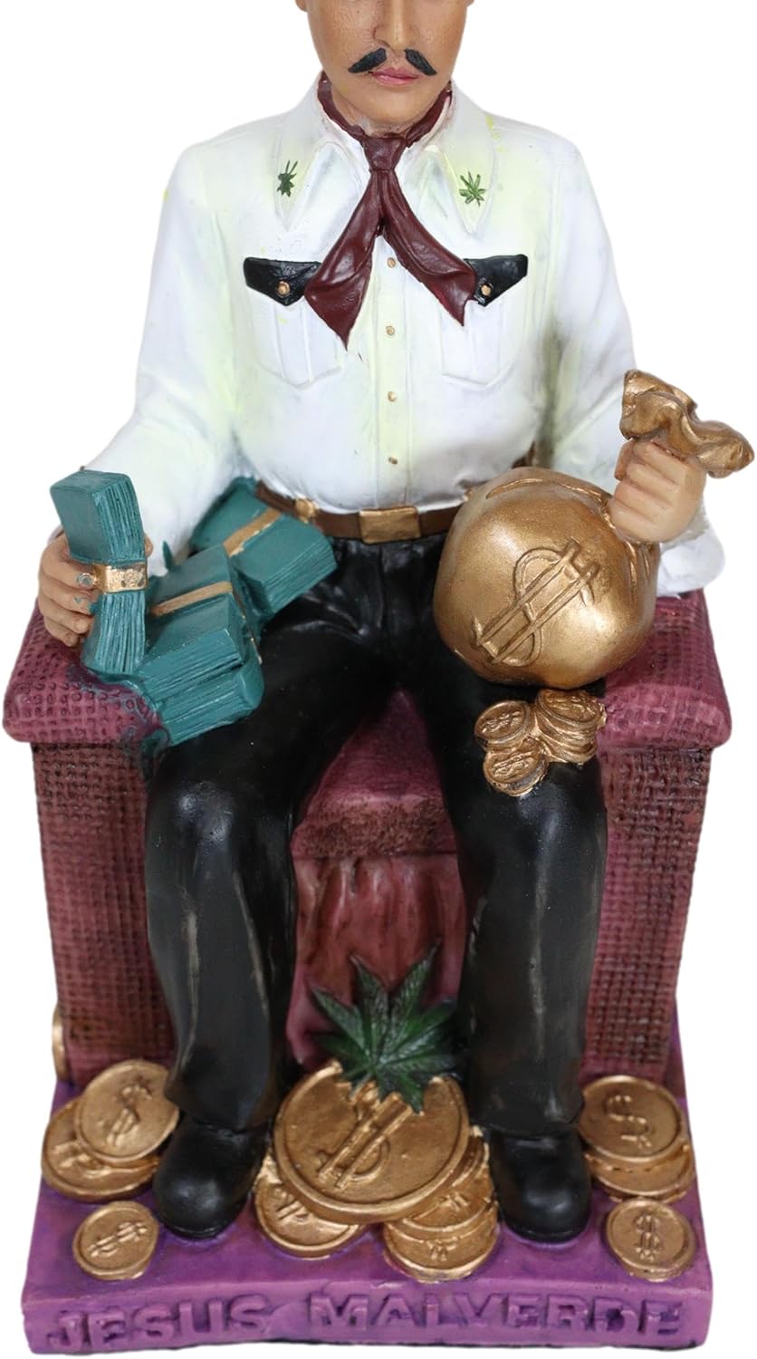 Atlantic Collectibles Jesus Malverde Statue Angel of The Poor Sinaloa Religious Figurine Mexico Decor 6.25" Tall - Image 6