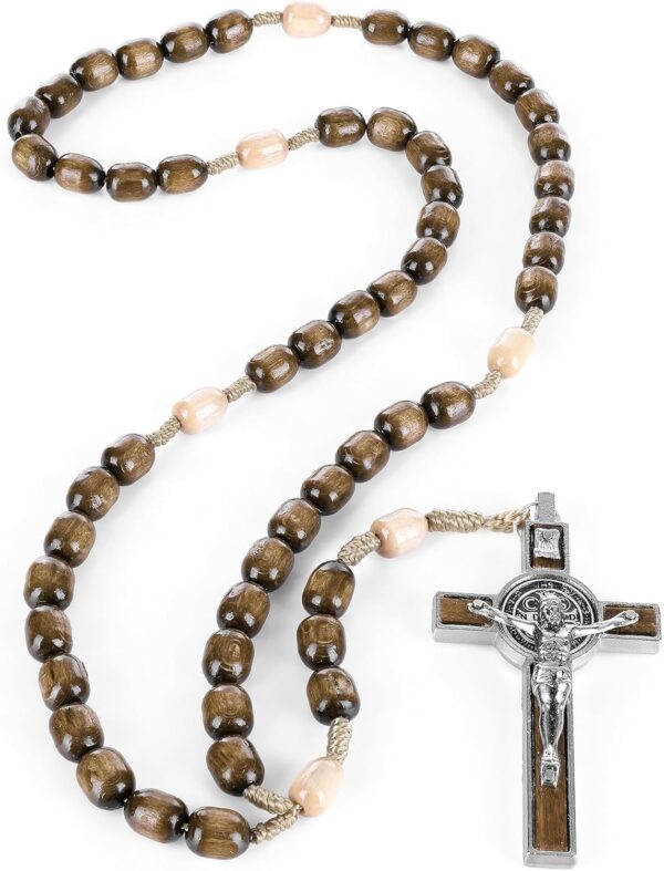 SANCTUM VERITAS Genuine Made in Italy Rosary Necklace Blessed by Pope Francis Saint Benedict Medal Cross perfect for car mirror Rosarios catolicos para hombre Patron of Students Christian Values - Image 3