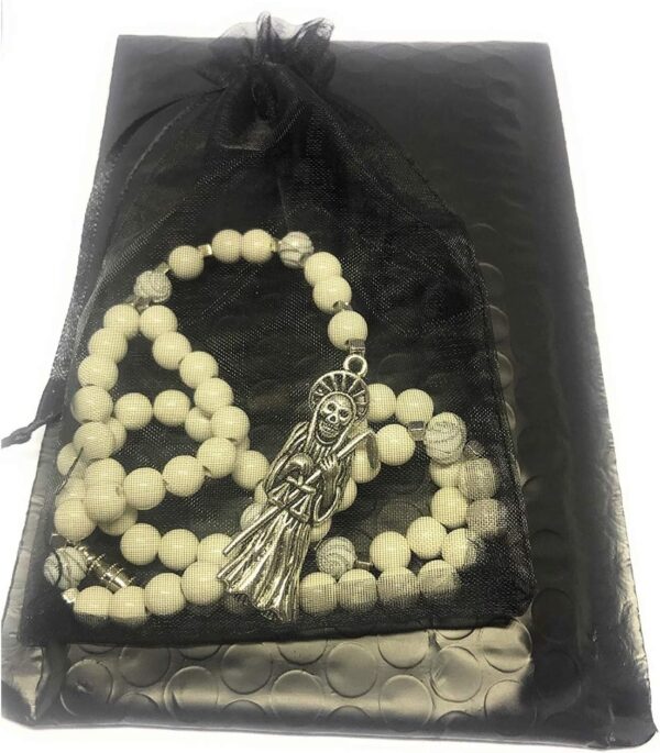 Acrylic Holy Death's Necklace, Rosary Style. Collar de la Santa Muerte de acrilico Estilo Rosario. Grim Reaper Y Style Necklace. - Image 5