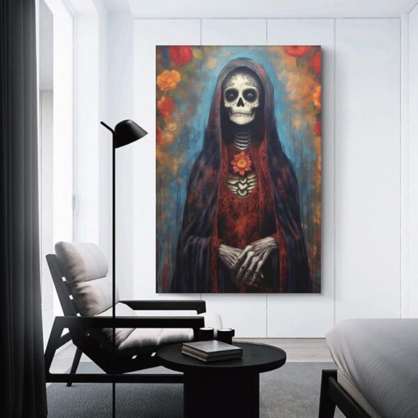 Iisrar Santa Muerte Painting, Saint Death Occult Wall Art, Mexican Folk Art, Printable Wall Art Decor Poster for Room Aesthetics Canvas Wall Art Poster And Print Unframe 12x18inch(30x45cm) - Image 2