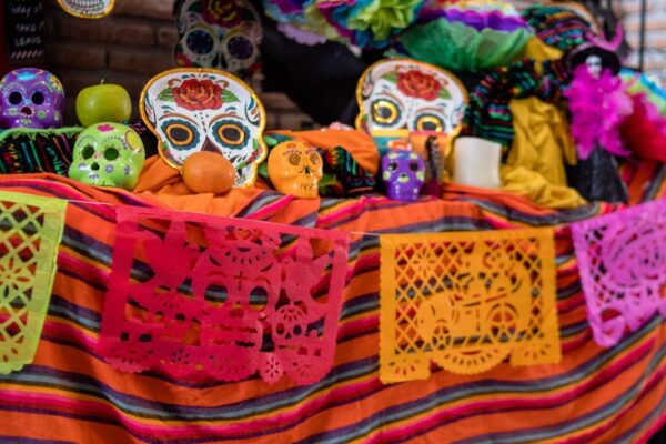 Altar de Ofrendas Dia de los Muertos Mexican Papel Picado Tissue Paper Banner. Colorful Day of the Dead Decorations Medium Size Panels - Image 5