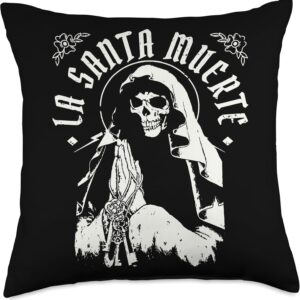 DEATH For Men Women Skull Praying La-Santa Muertes Throw Pillow